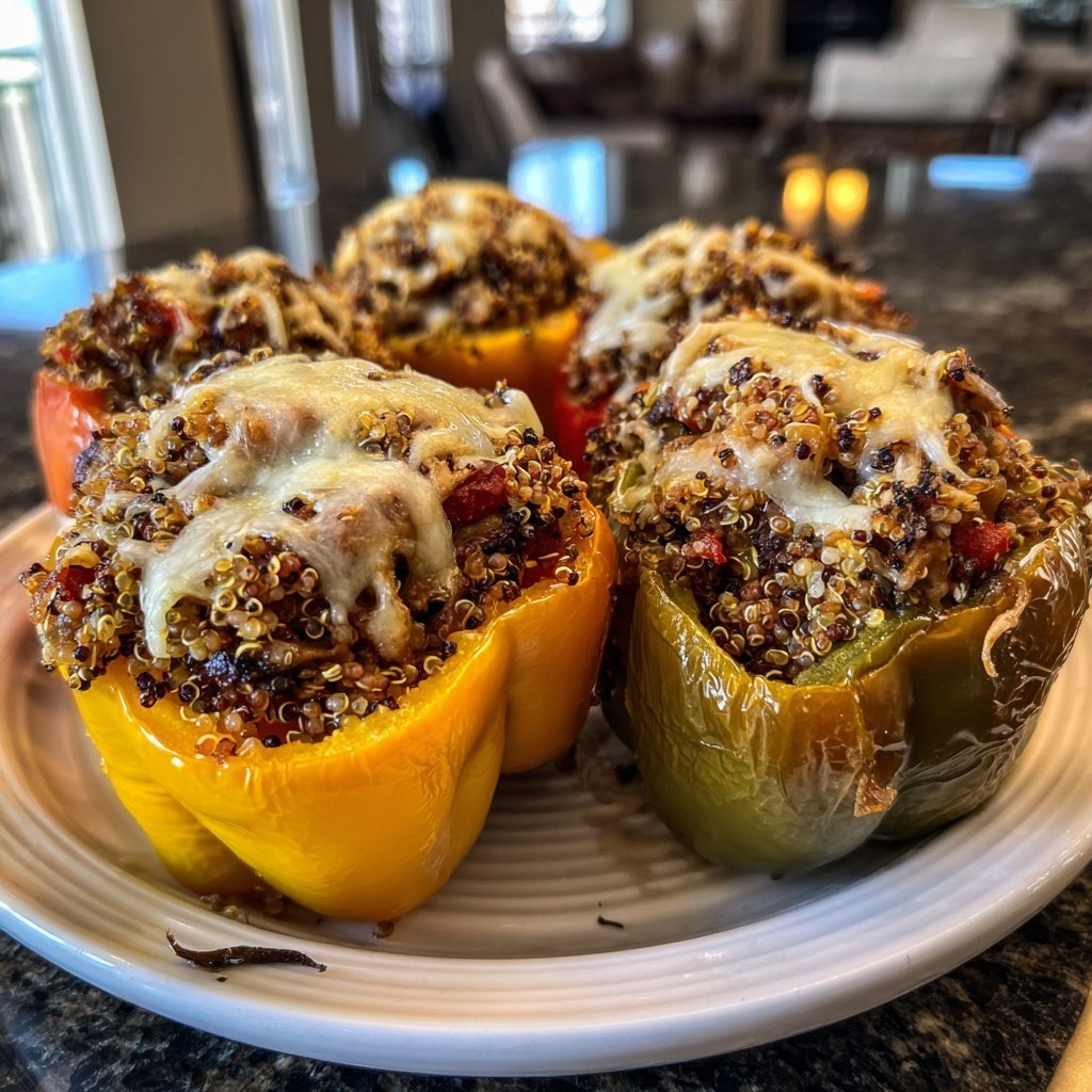 Mushroom Quinoa Stuffed Peppers
